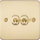 Flat Plate 10AX 2G 2-way toggle switch - brushed brass