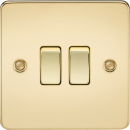 Flat Plate 10AX 2G 2-way switch - polished brass