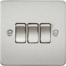 Flat Plate 10AX 3G 2-way switch - brushed chrome