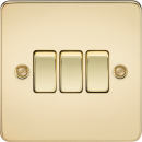 Flat Plate 10AX 3G 2-way switch - polished brass