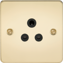 Flat Plate 5A unswitched socket - polished brass with black insert