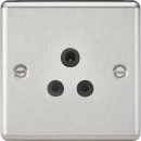 5A Unswitched Socket - Rounded Edge Brushed Chrome Finish with Black Insert