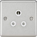 5A Unswitched Socket - Rounded Edge Brushed Chrome Finish with White Insert