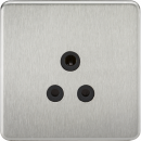 Screwless 5A Unswitched Socket - Brushed Chrome with Black Insert