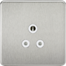 Screwless 5A Unswitched Socket - Brushed Chrome with White Insert