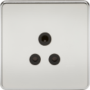 Screwless 5A Unswitched Socket - Polished Chrome with Black Insert