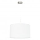 Pendant Light Steel Satin Nickel / Fabric White - PASTERI