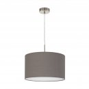 Pendant Light Steel Satin Nickel / Fabric Anthracite-brown - PASTERI