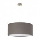 Pendant Light Steel Satin Nickel / Fabric Anthracite-brown - PASTERI