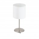 Table Light Steel Satin Nickel / Fabric White - PASTERI