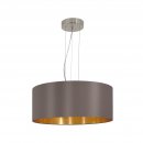 Pendant Light Steel Satin Nickel / Fabric Taupe, Gold - MASERLO