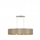 Pendant Light Steel Satin Nickel / Fabric Taupe, Gold - MASERLO