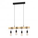 Pendant Light Steel, Wood Black, Brown - TOWNSHEND