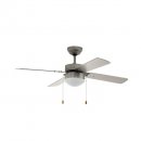 Ceiling Fan & Light Steel Satin Nickel / Glass Painted White - GELSINA