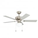 Ceiling Fan & Light Steel Satin Nickel / Glass Painted White - CADIZ