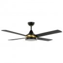 Ceiling Fan & Light Steel Black, Brass / Acrylic Milky - TRINIDAD