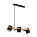 Pendant Light Steel Black, Creme / Wood Brown - HORNWOOD