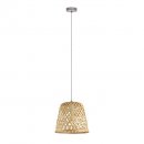 Pendant Light Steel Satin Nickel / Wood Natural - KIRKCOLM