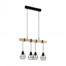 Pendant Light Steel, Wood Black, Brown - TOWNSHEND 5