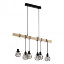 Pendant Light Steel, Wood Black, Brown - TOWNSHEND 5