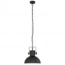 Pendant Light Steel, Wood Black, Brown - LUBENHAM