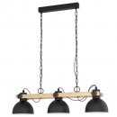 Pendant Light Steel, Wood Black, Brown - LUBENHAM