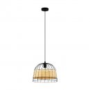 Pendant Light Steel Black / Rattan Natural - ANWICK