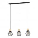 Pendant Light Steel, Wood Black, Brown - PALMORLA