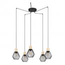 Pendant Light Steel, Wood Black, Brown - PALMORLA