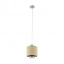 Pendant Light Steel Beige / Glass Vaporized, Seagrass Gold Color, Brown - MEDIOUNA