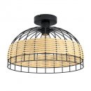 Ceiling Light Steel Black / Rattan Natural - ANWICK