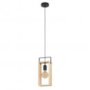 Pendant Light Steel, Wood Black, Natural - FAMBOROUGH