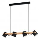 Pendant Light Steel Black, Creme / Wood Brown - HORNWOOD