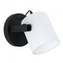 Wall Light Steel, Wood Black / Fabric White - HORNWOOD 1