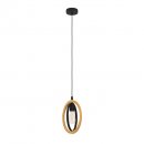 Pendant Light Steel, Wood Black, Brown - BASILDON