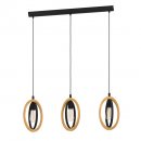 Pendant Light Steel, Wood Black, Brown - BASILDON