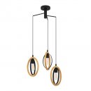 Pendant Light Steel, Wood Black, Brown - BASILDON