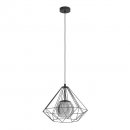 Pendant Light Steel Black / Glass Vaporized Black-transparent - VERNHAM