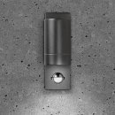 Luna GU10 PIR Wall Light - Fixed Single, Black, IP44