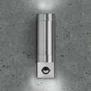 Luna GU10 PIR Wall Light - Fixed Up/Down, Stainless Steel, IP44