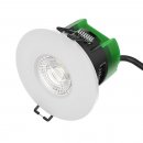 6W Firestay LED Integrated Fixed Downlight, Incl White & Satin Bezel - 3000K - Tool Free Termination Oversized Fitting