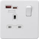 13A 1G Switched Socket with dual USB [FASTCHARGE] A+C - Matt White