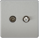 Screwless TV & SAT TV Outlet (Isolated) - Brushed Chrome