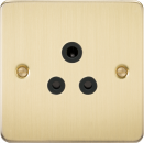 Flat Plate 5A unswitched socket - brushed brass with black insert