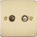 Flat Plate TV and SAT TV Outlet (isolated) - Brushed Brass