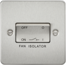 Flat Plate 10AX 3 Pole Fan Isolator Switch - Brushed Chrome