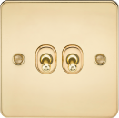 Flat Plate 10AX 2G 2-way toggle switch - polished brass