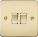 Flat Plate 10AX 2G 2-way switch - brushed brass