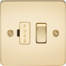 Flat Plate 13A switched fused spur unit - polished brass