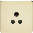 Screwless 5A Unswitched Socket - Polished Brass with Black Insert